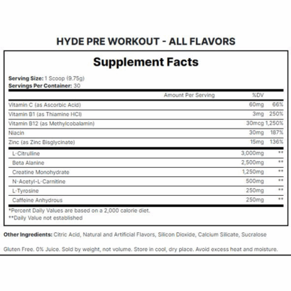 Pre Entreno Hyde PWO-250 30 Servidas - Image 2