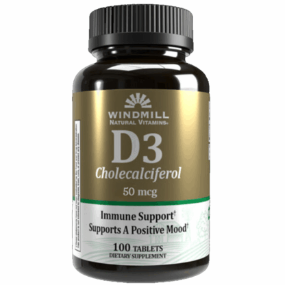 Vitamina D3 50 mcg (2000 UI) – 100 Cápsulas Windmill
